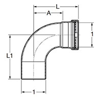 ProPress street Elbow 90°, P x FTG - Model 4016.1XL, 6016.1XL_dim