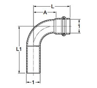 ProPress street Elbow 90°, P x FTG - Model 4016.1, 6016.1_dim