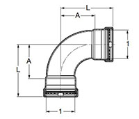 ProPress Elbow  90°, P x P - Model 4016XL, 6016XL_dim