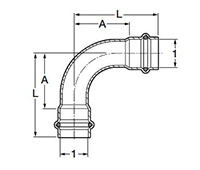 ProPress Elbow  90°, P x P - Model 4016, 6016_dim