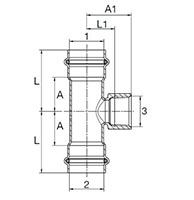 ProPress 316 reducing Tee, P x P x FPT - Model 4017.2, 6017.2_dim