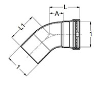 ProPress Street Elbow 45°, P x FTG - Model 4026.1XL, 6026.1XL_dim