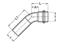 ProPress Street Elbow 45°, P x FTG - Model 4026.1, 6026.1_dim