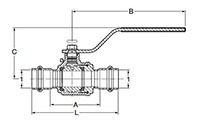 ProPress 316 Ball Valve, P x P - Model 4070_dim