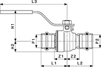 Viega ProPress ball valve - Model 2971.4ZL - Z-measure