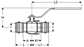 Viega ProPress fittings, Ball valve P x P, Model 2971.1ZL_Dimensional