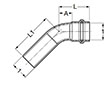 ProPress Street Elbow 45°, P x FTG - Model 4026.1, 6026.1_dim