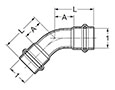 ProPress Elbow  45°, P x P - Model 4026, 6026_dim