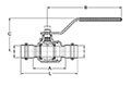 ProPress 316 Ball Valve, P x P - Model 4070_dim